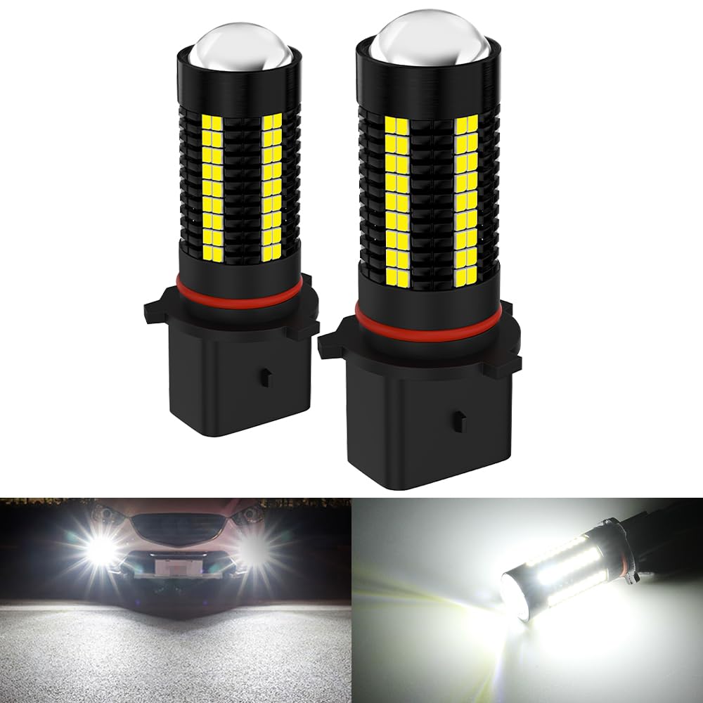 Sidaqi PSX26W Fog Light Bulbs 6000K White Extremely Bright 4000LM 126PCS 5730Chips PSX26W Fog Lights Daytime Running Lights DRL12278 Bulb for Cars Trucks 12-30V