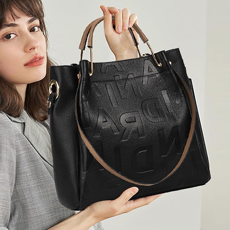 Genuine leather two-piece women's handbag large capacity mother-and-child bag set multifunctional crossbody shoulder purse3