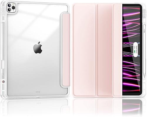 Hoidokly Funda para iPad Pro de 12.9 de 65433 generación (2022202120202018), carcasa delgada y transparente con soporte inteligente de triple