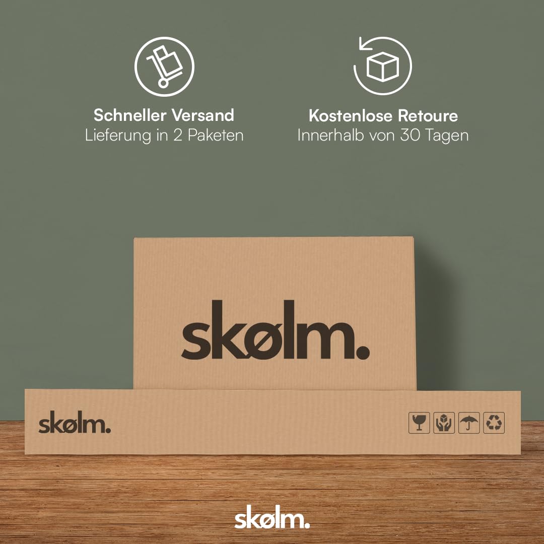 skølm Fenrir Massivholzbett 90x200 cm – Einzelbett aus massiver Eiche – Holzbett Natur geölt - Bettgestell 51cm hoch – Bettrahmen stabil aus Holz mit Bettkopfteil - Seniorenbett mit erhöhtem Einstieg