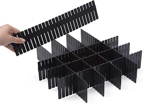 Miniatura 1 de Qozary Paquete de 21 divisores organizadores de cajones ajustables para calcetines, ropa interior, maquillaje, cocina, aparador