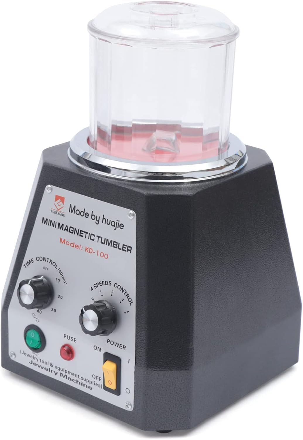 Mini Magnetic Tumbler,100mm Jewelry Polisher,Finisher Machine 4 Speeds(2000rpm, 2500rpm, 3000rpm, 3500rpm), Magnetic Grinding and Polishing Machine