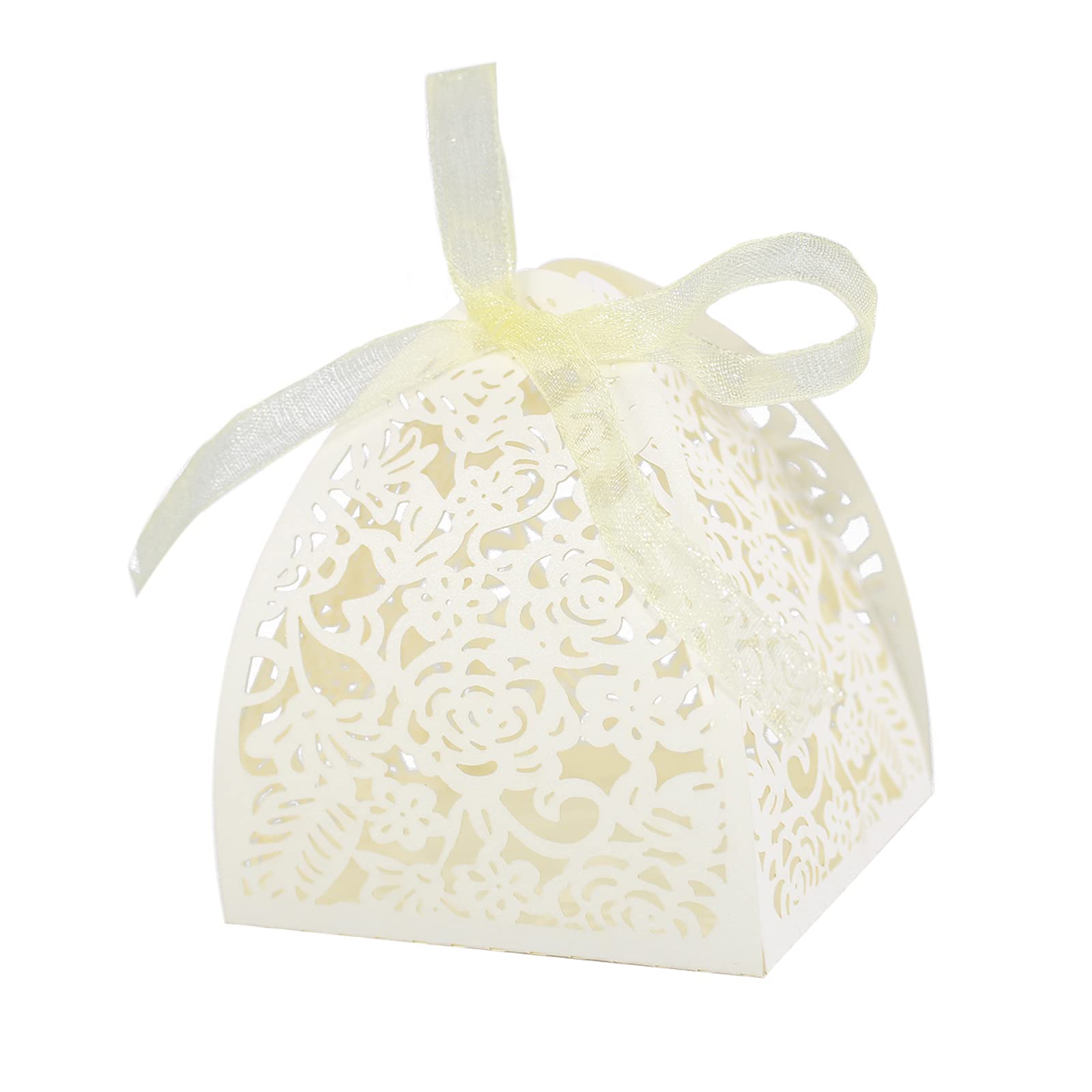 Laser Cut Rose Candy Boxes, Favor Boxes GOLF 70Pcs Gift Boxes for Bridal Shower Anniverary Birthday Event Party Wedding Favor (Beige)