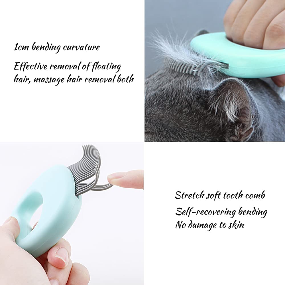3er Set Katzenkämme Für Kurzes Haar – Weiche Massagebürste, Fellpflege Gegen Haare, Für Hunde & Kaninchen (EVA)