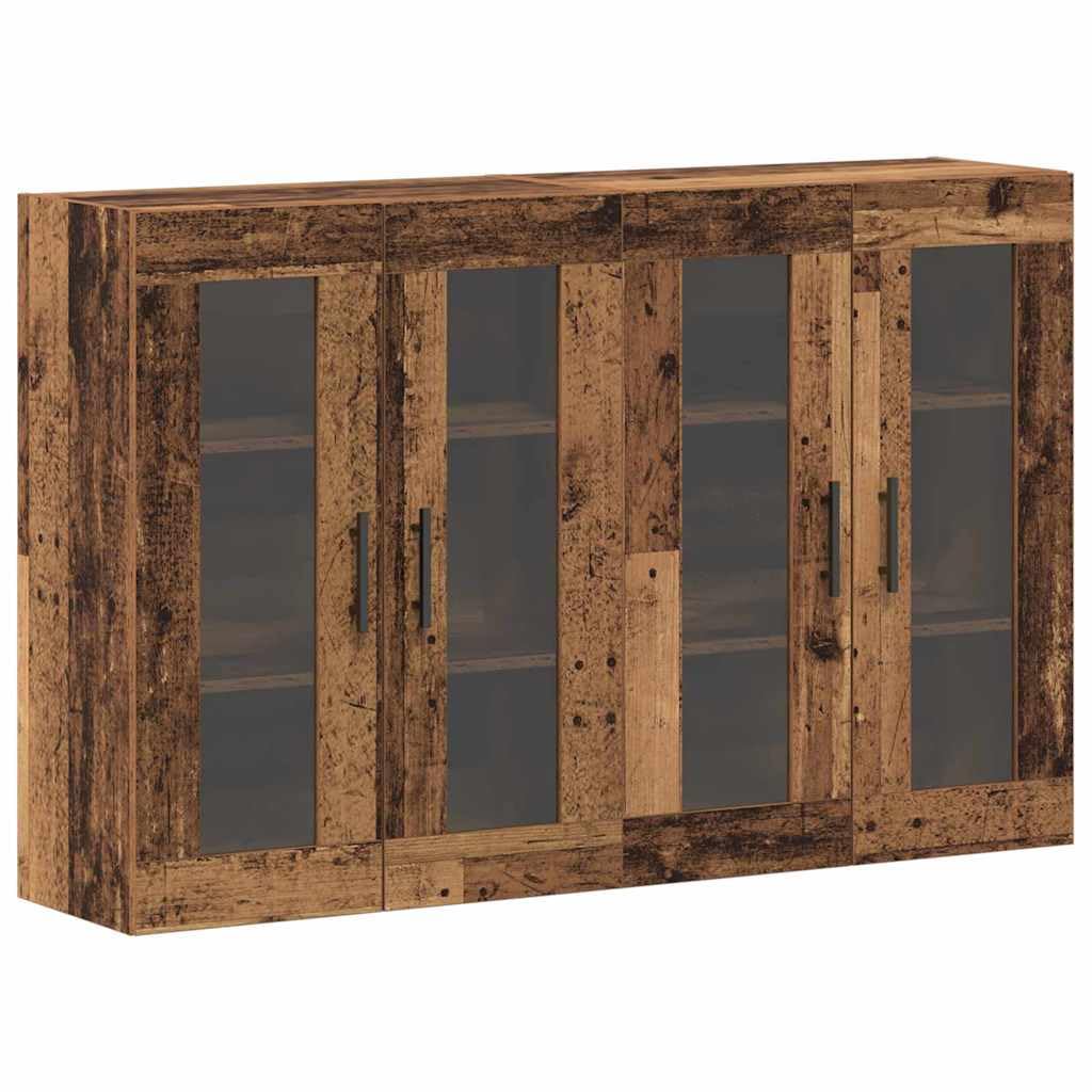 Lot de 2 armoires murales en bois vieilli 69,5 x 34 x 90 cm avec porte en