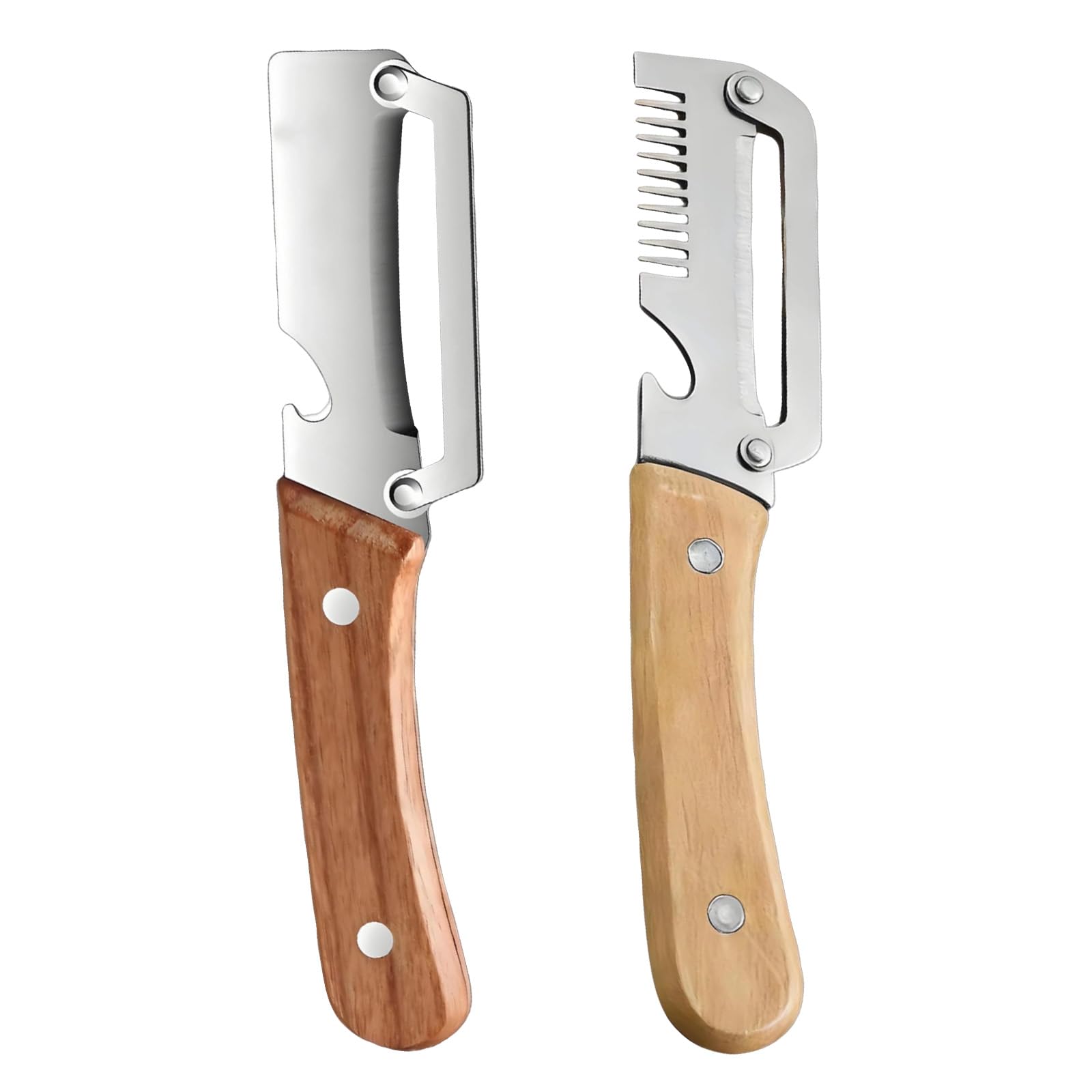 2 Pack Potato Peeler Stainless Steel Multifunctional Kitchen Knife - Serrated Bread & Vegetable Peeler for Home Cooking - 4x19cm (C)