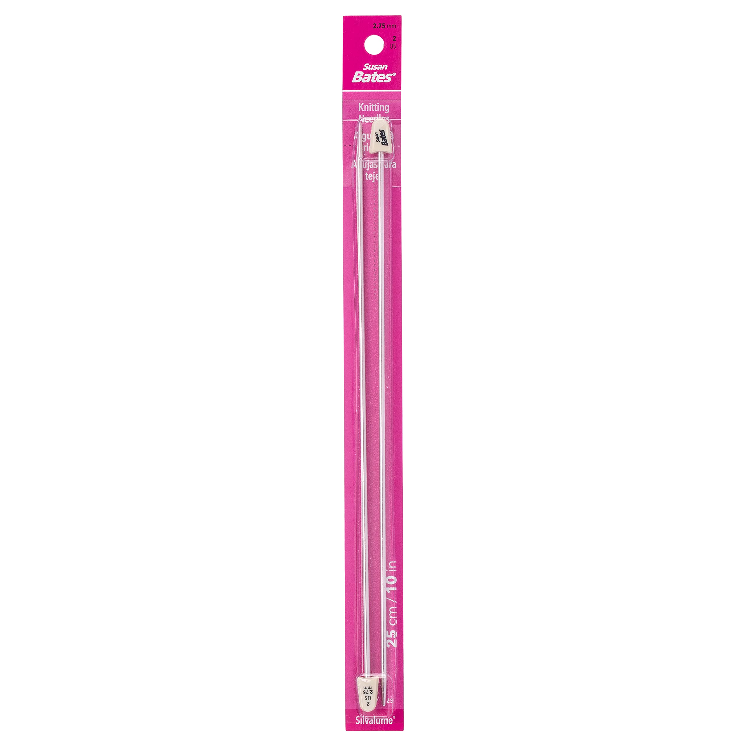 Susan Bates Silvalume Single Point Knitting Needles 10"-Size 2/2.75mm