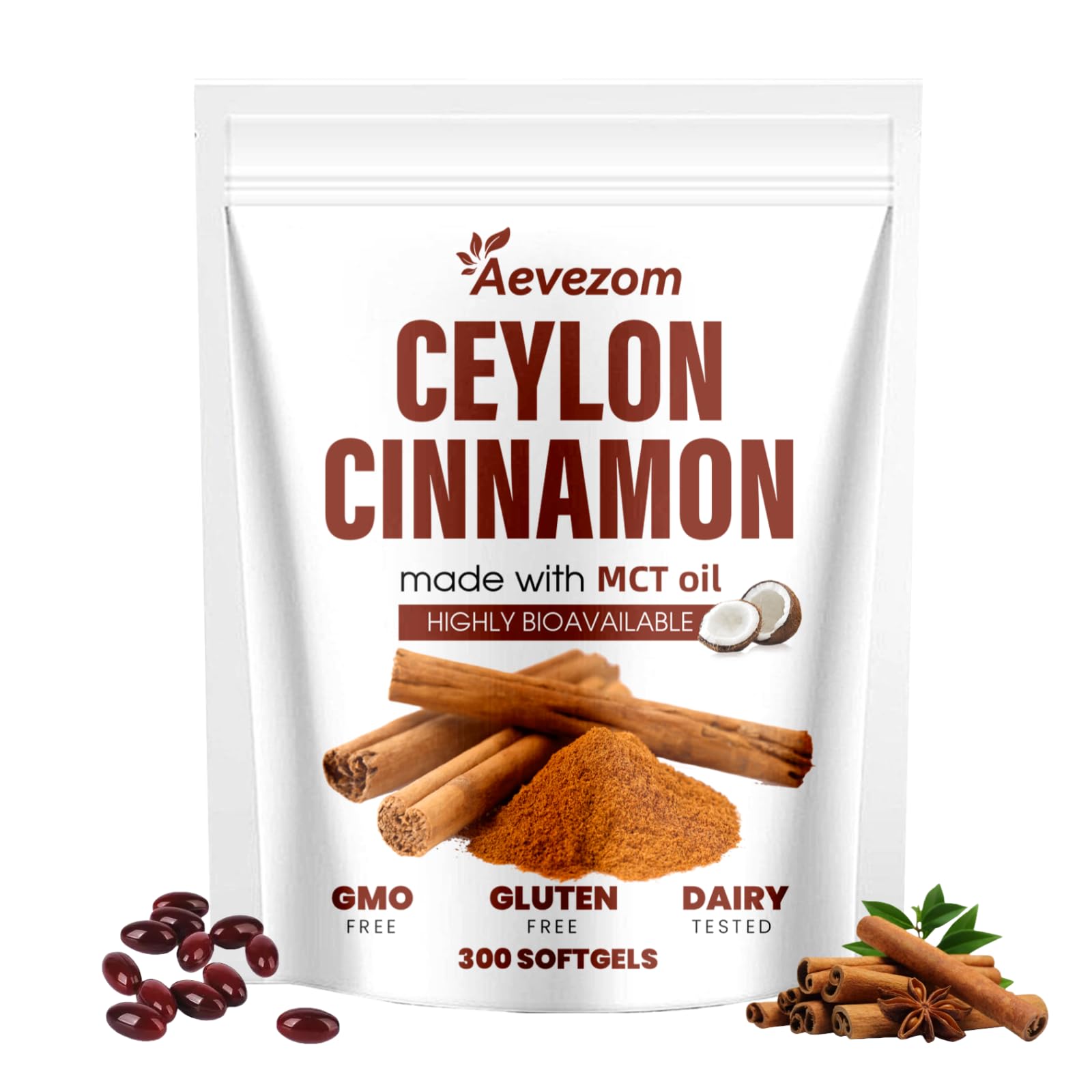 Amazon.com: Aevezom Ceylon Cinnamon Softgels with MCT Oil | Soft