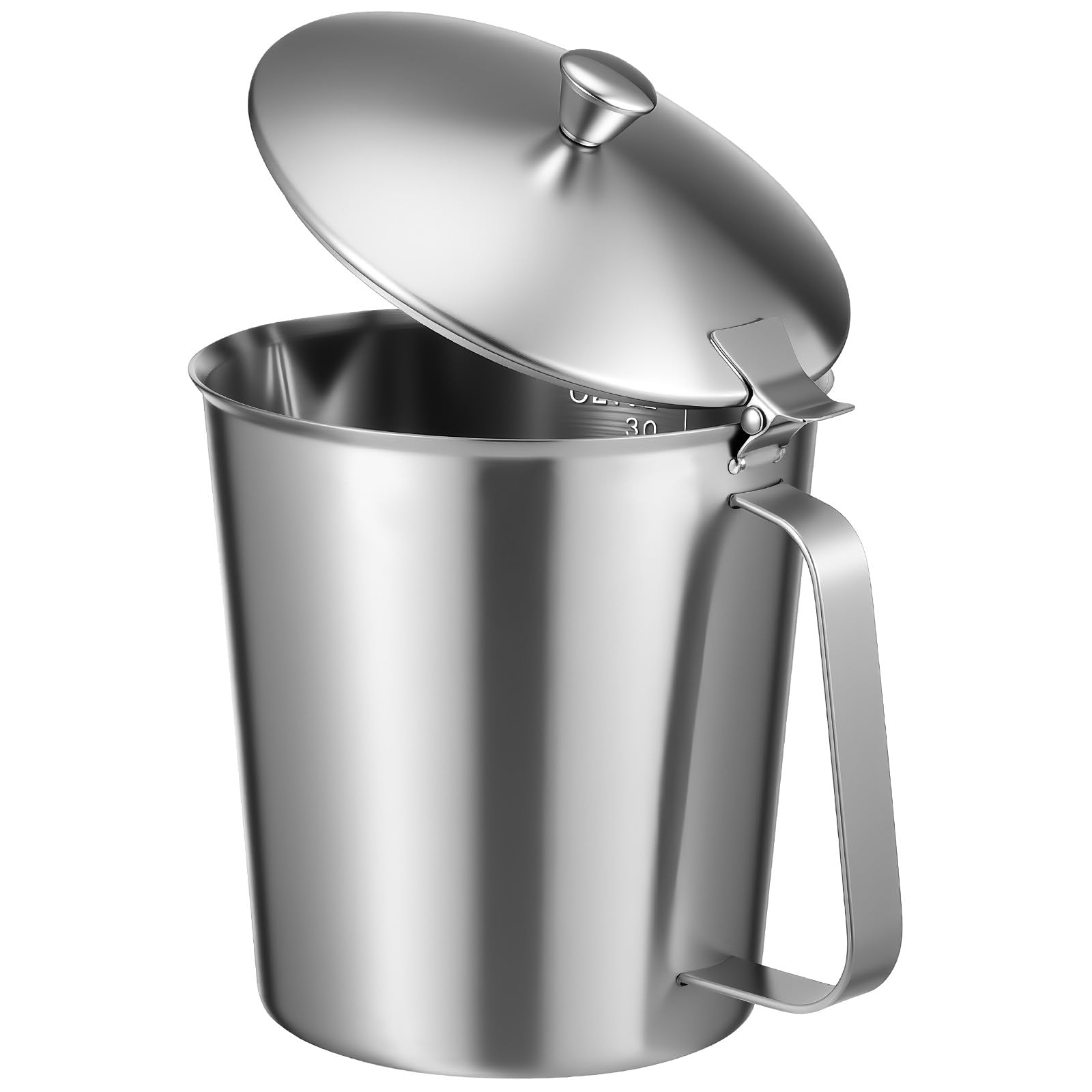 Edelstahl Messbecher mit Deckel 1000ml, Silber, mit Skala