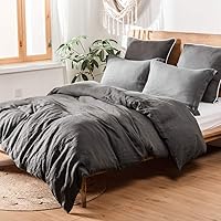 Vista 5 de King Linens - Fundas de almohada, 100% lino belga, lavadas a la piedra, color liso