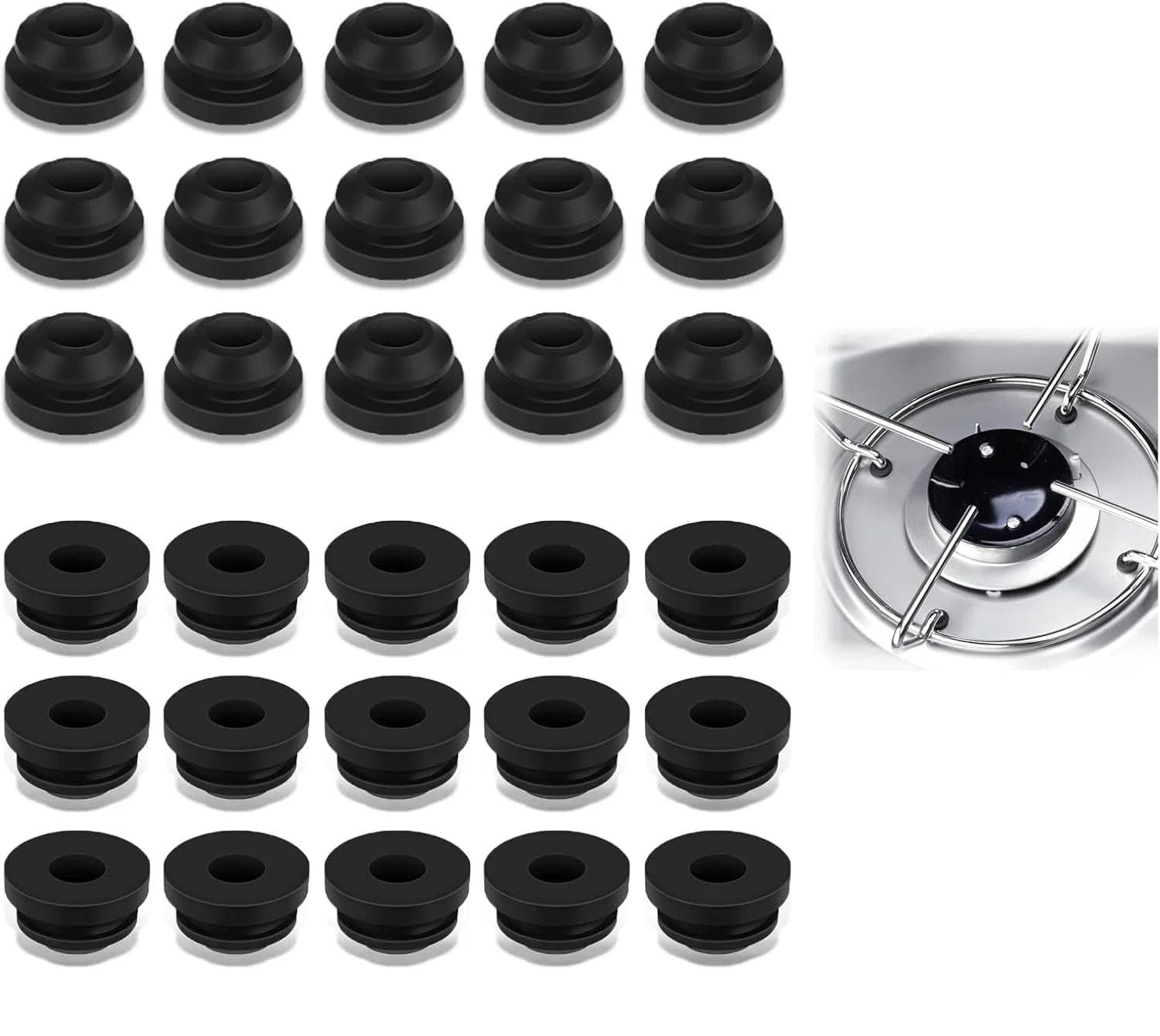 Defresit Pack of 30 pot carrier rubber grommets, rubber grommets for pot supports with 5 mm rods from Dometic, Smev and Thetford, accessories for motorhome hobs, rust rubber feet
