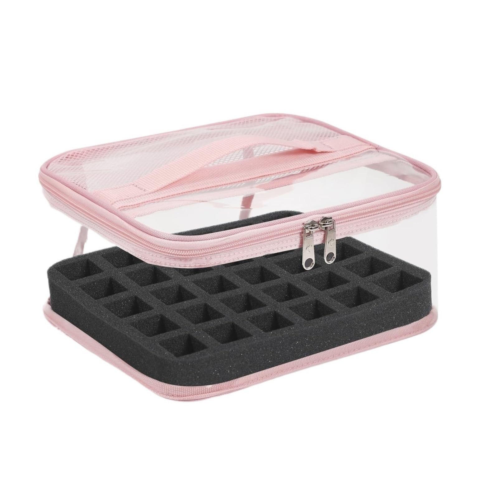Organizer do Lakieru, Pudełko Do Przechowywania Lakierów Paznokci, Torba Podróżna Na Technika Manicure Beauty Makeup Case(Pink)