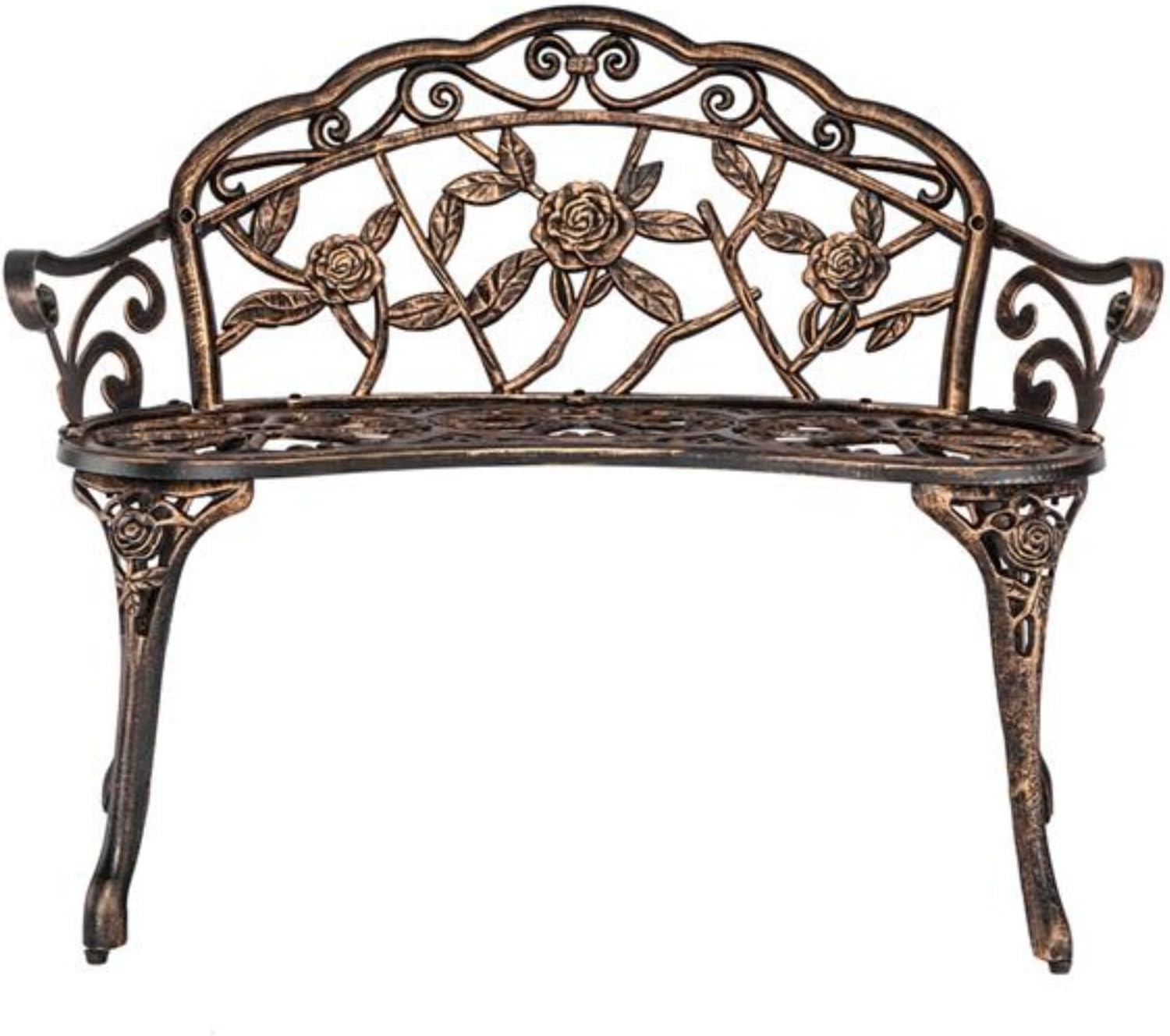 38.5 Inch Cast Aluminum Outdoor Patio Decor Park Yard Balcony Lounge Chair Rose Chair