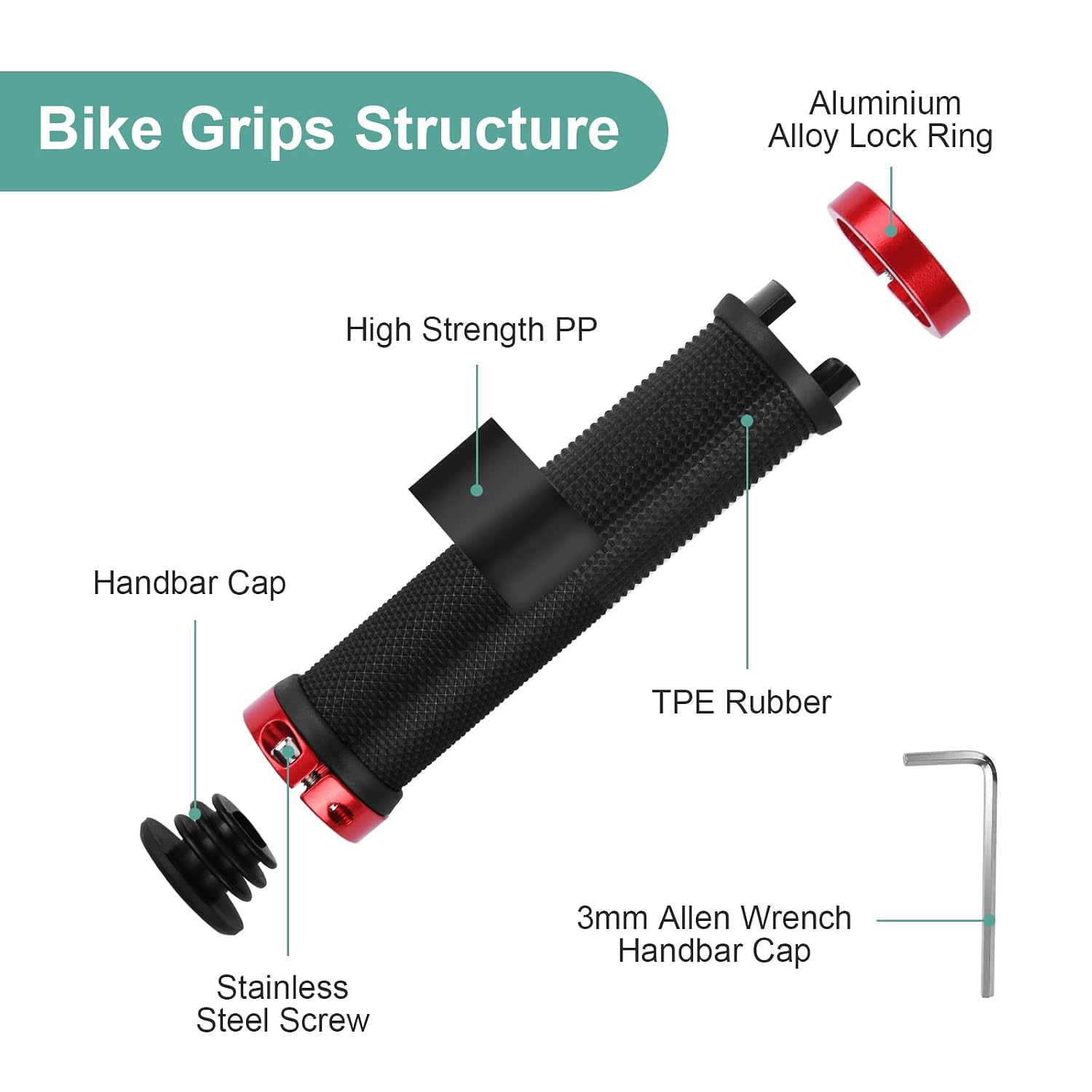 URAQT Bike Handlebar Grips, Soft Anti-slip Rubber Bicycle Handle Grip - Image 4