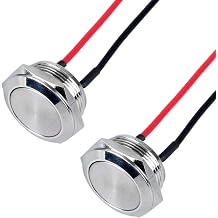 2pcs 22mm Momentary Push Button Switch Ultrathin Metal Anti-Vandal IK09 Silver Shell 7/8" Mounting Hole 12V 24V 110V ON-Off 2Pins 1NO Flat Head