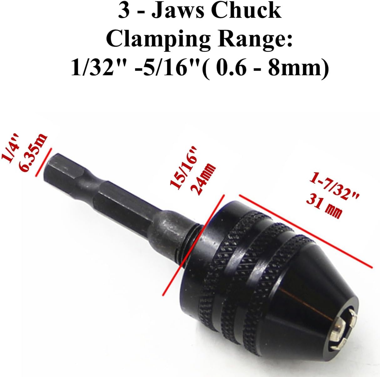 aiyun Drill Bit Adapter with 1/4 Hex Shank - 3Pcs Small Drill Chuck Extension for Impact Driver (0.6-8mm,0.3-3.6mmX2)