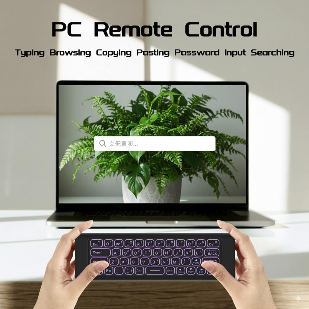 iPazzPort Air Mouse & PC Remote Keyboard: Bluetooth & 2.4G Backlit, Rechargeable Aluminum Alloy Design, Compatible with Laptop, Android TV Box, HTPC