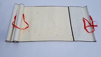 Yutaohui Blank Scroll Paper for Writing, Rice White with Rods,32cm*70cm,Chinese Calligraphy Scroll, Xuan Paper for Calligraphy Writing.