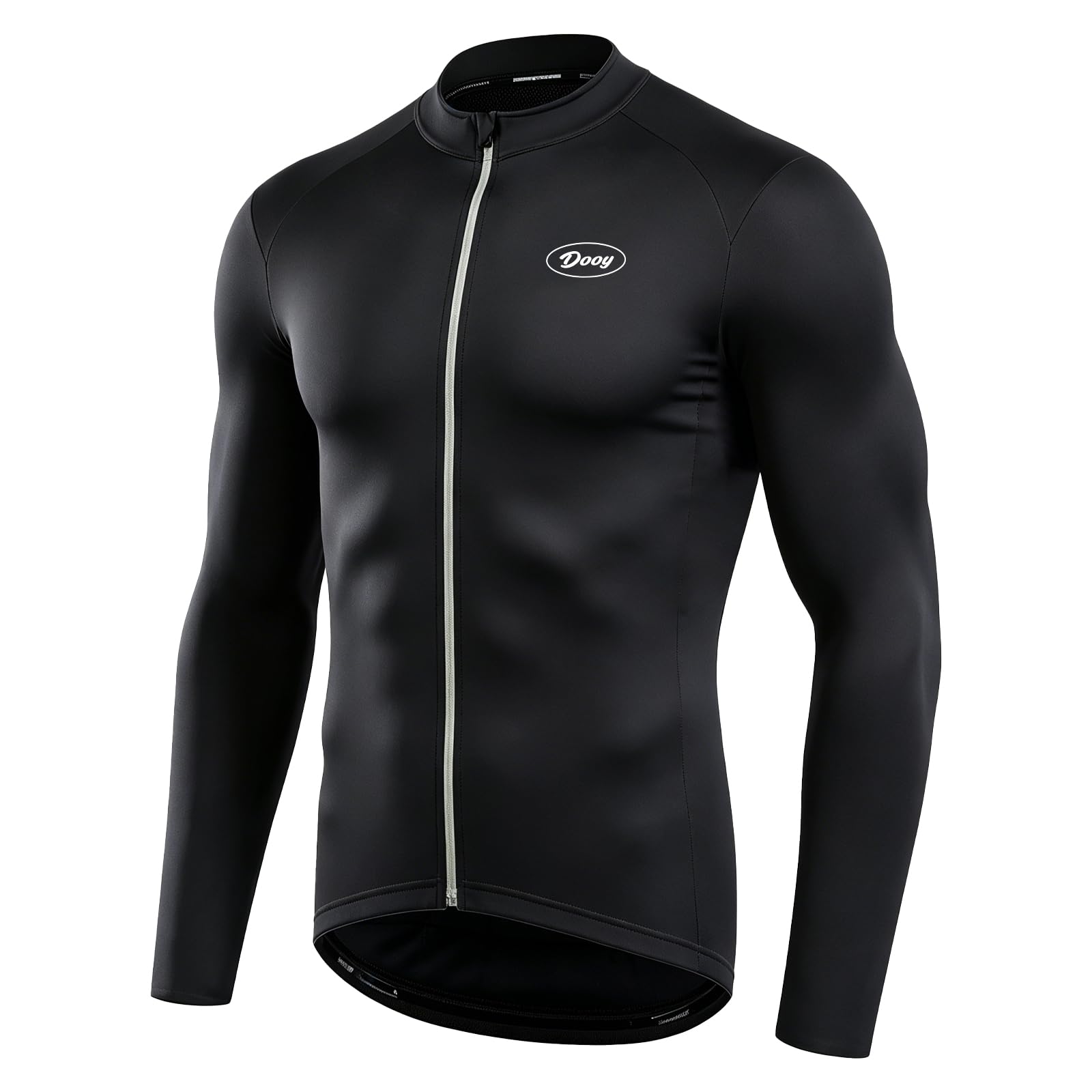 Maglia da ciclismo da uomo, invernale, termica, a maniche lunghe, traspirante, in softshell, con cerniera integrale e tasche posteriori