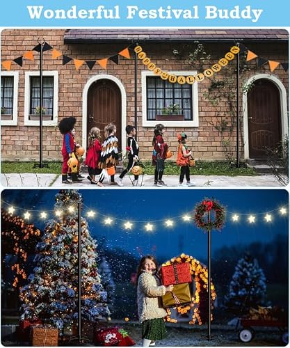 Sungaryard 10FT String Light Pole Stand | Outdoor String Lights Hanging, Use for Backyard, Garden, Patio, Party, Festival, Wedding, Picnic, Matte, 1 Pole