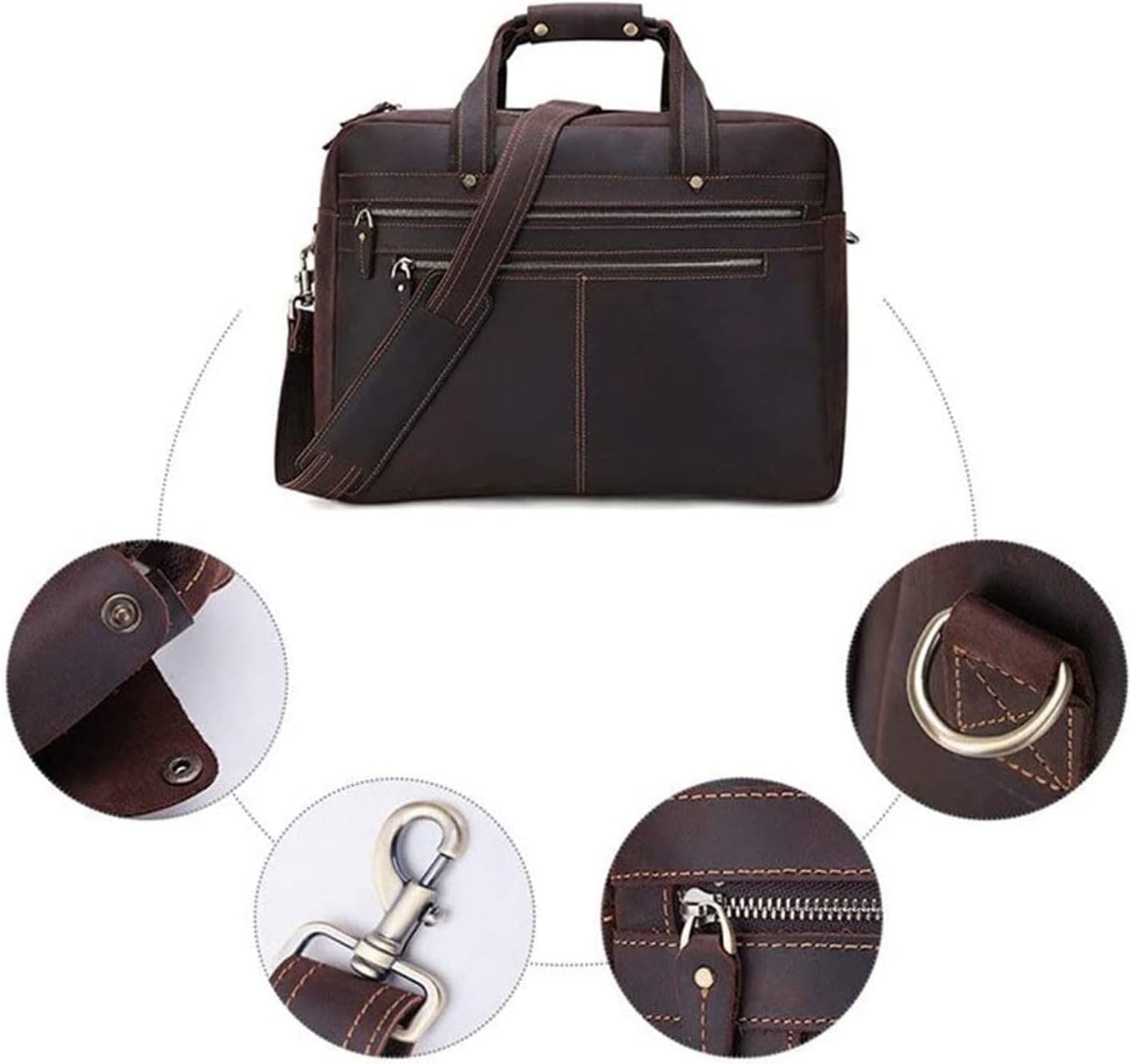 Briefcases Vintage Messenger Handbag, Leather Briefcase 17" Laptop Tote Large Capacity Bag bag