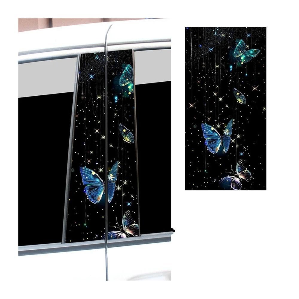 Bertdcx B Eautiful Utterflies Car Stickers Auto -Pillar Car Center Column Decoration Auto Parts(,2Pcs)