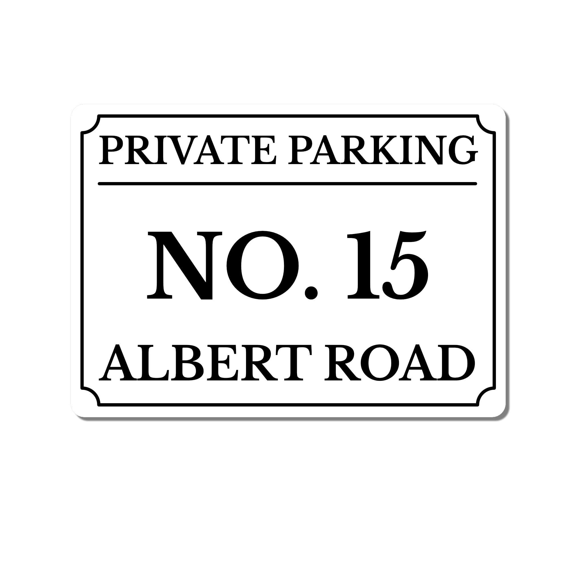 Personalised Private Parking Sign – Custom Metal Driveway Sign – No Parking for House Number (White, A4 - (283 x 197mm))