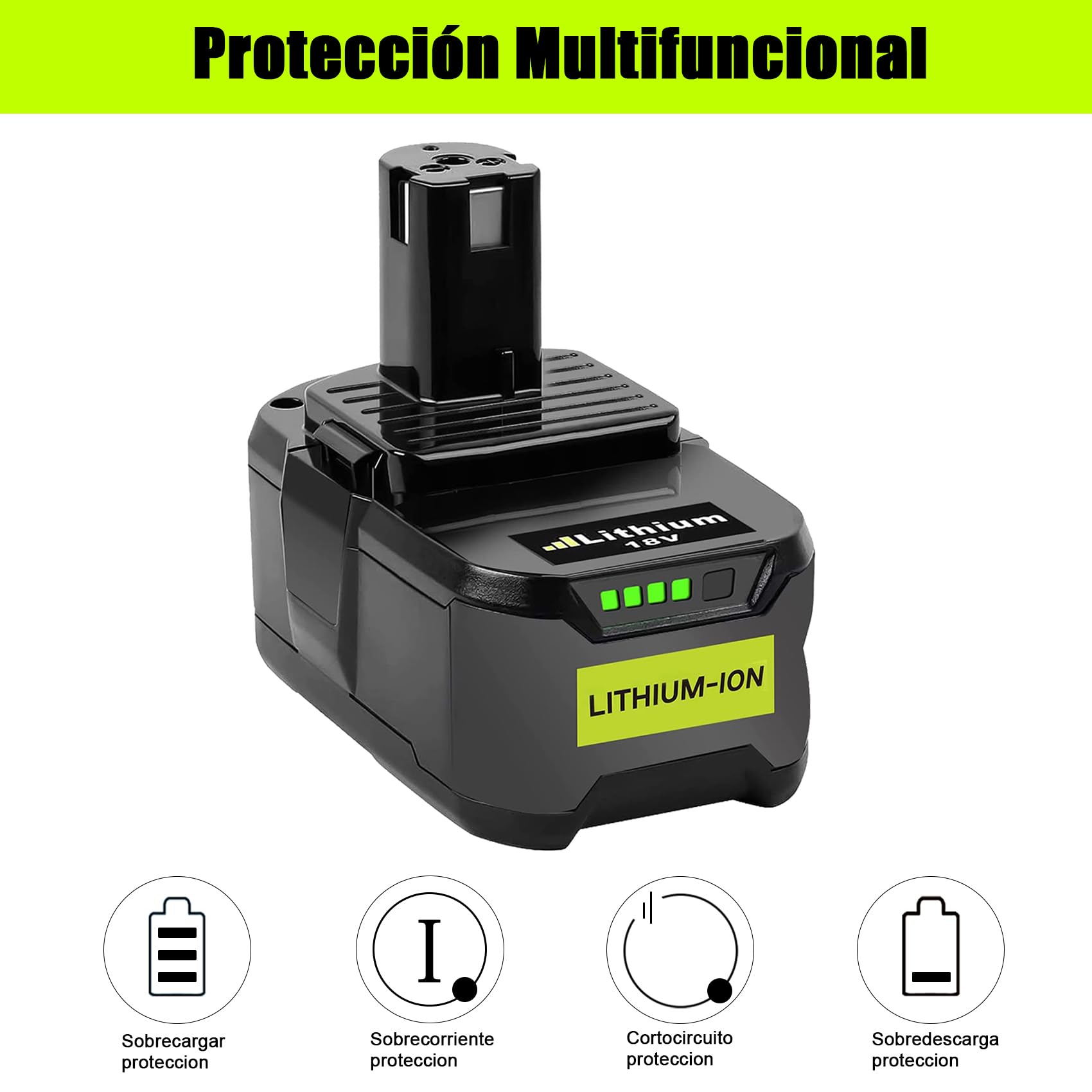KUNLUN 2pcs 18V 5.5Ah Li-Ion Batería de Repuesto para Ryobi One+ RB18L50 RB18L40 RB18L25 BPL-1815 BPL-1820G BPL18151 BPL1820 P104 P105 P107 P108 Herramientas Inalámbricas