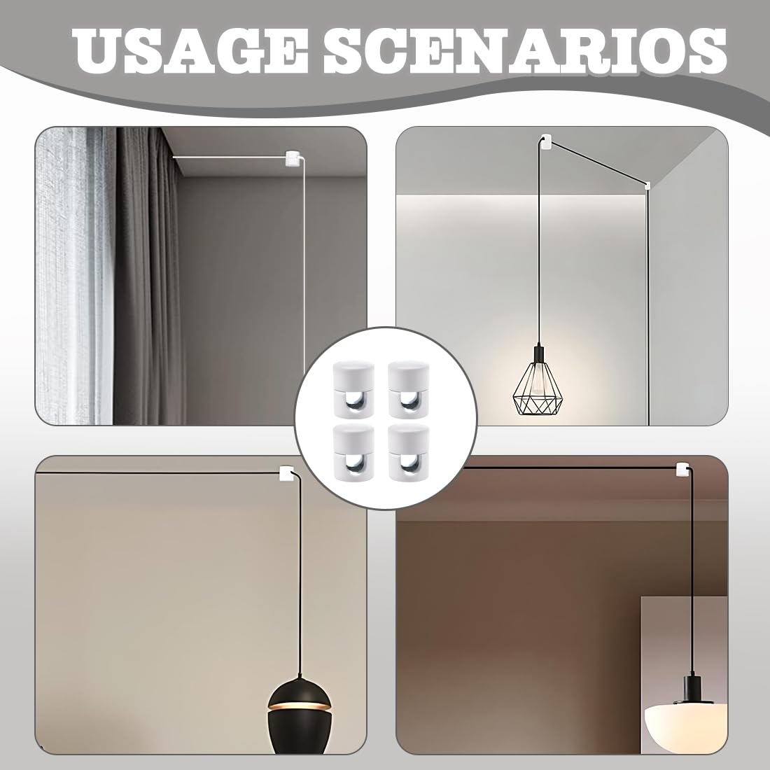 4 Pezzi Decentratore Da Parete E Soffitto Per Cavi, Gancio Da Soffitto Con Viti E Tasselli, Supporto In Superficie Per Il Tuo Progetto Fai-Da-Te,Ø15X20 Mm