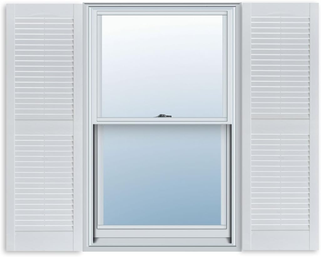 スタンダード ルーバー エクステリア ビニール ウインドウ シャッター 15" x 47"