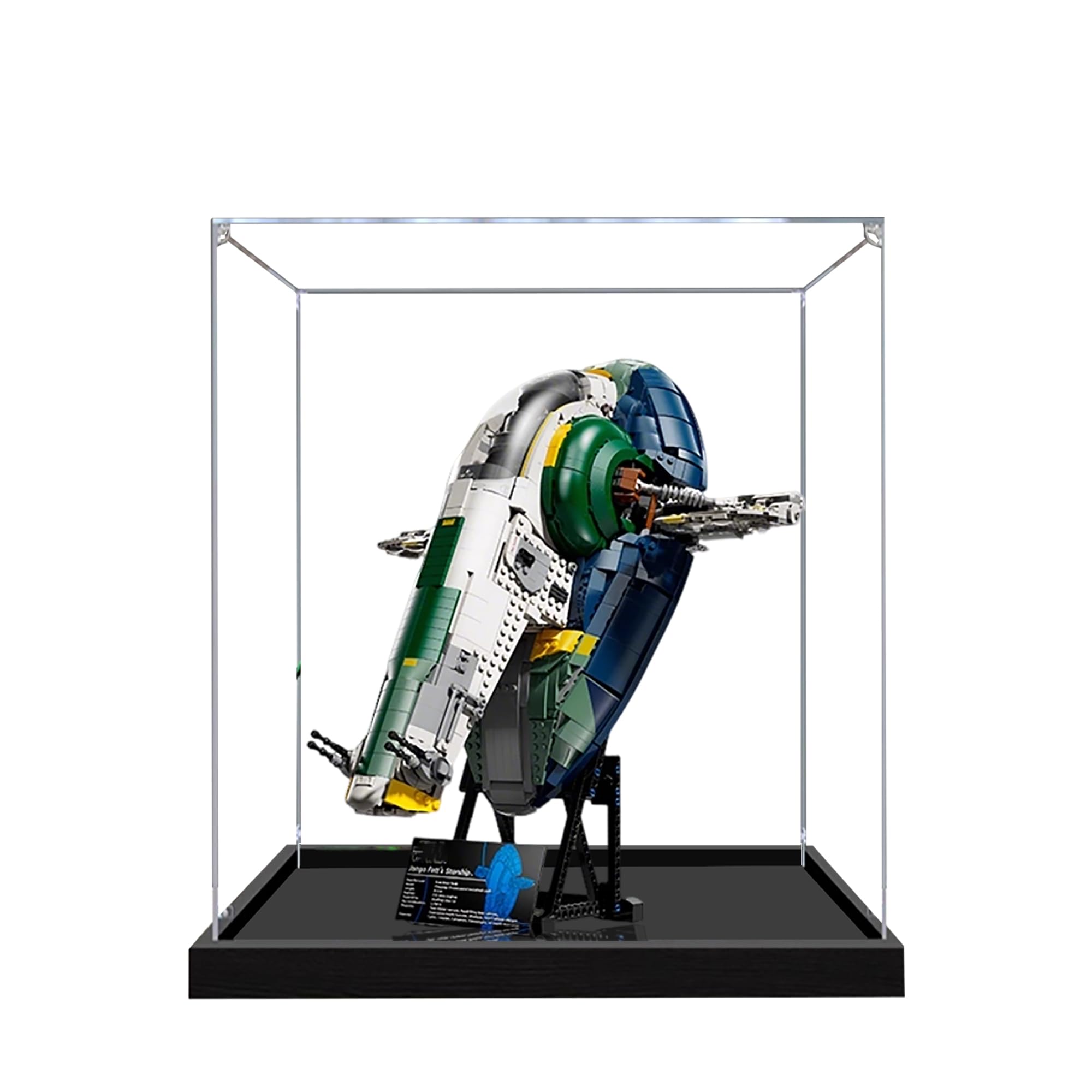 Acrylic Display Case for Lego 75409 Jango Fett Starship Model, 3mm Dustproof Display Box, Display Case Compatible with Lego 75409 (Model Not Included) (Transparent 3MM)