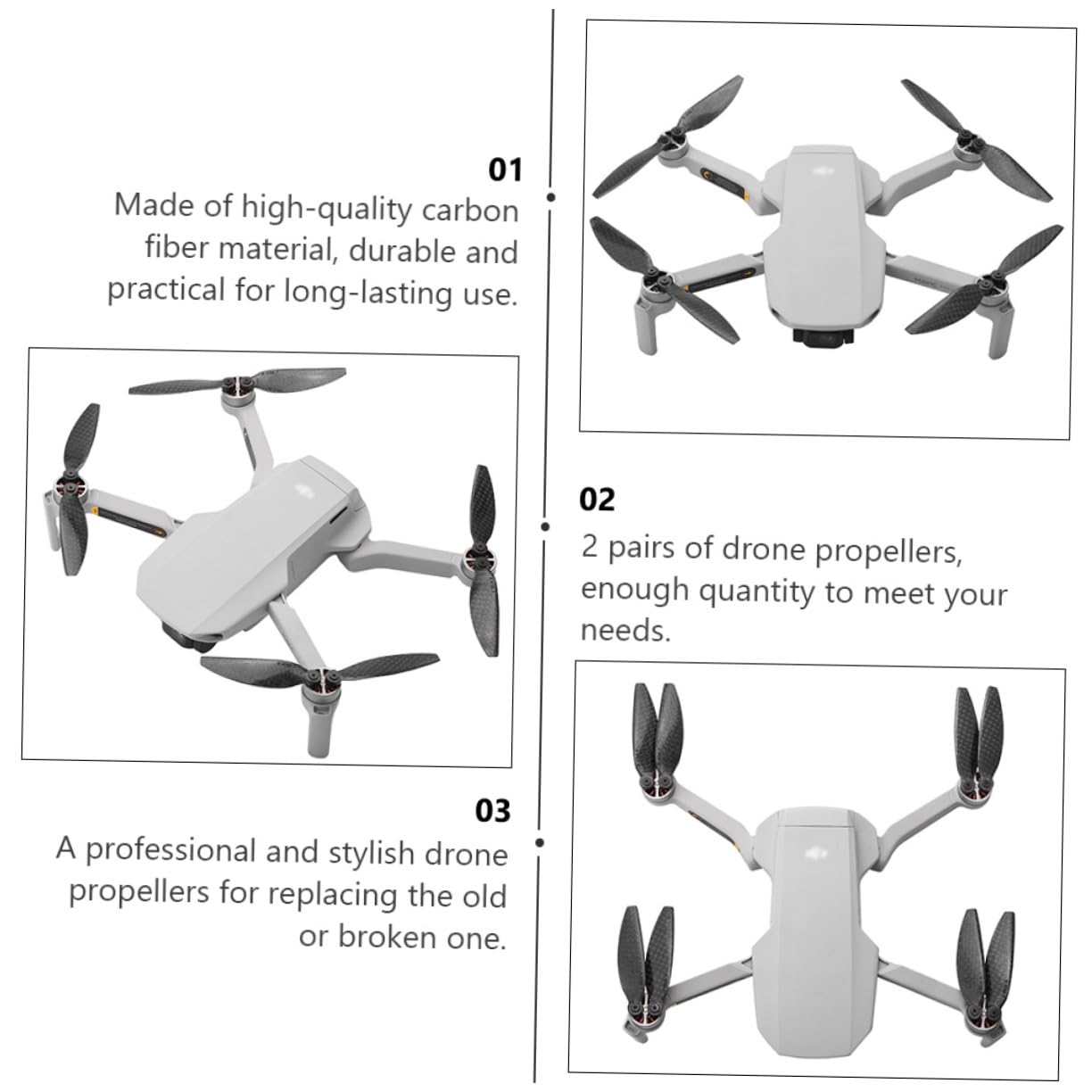 Hélices Fibra De para Dron Mini Compatible con Cuadricóptero con Herramientas De Instalación