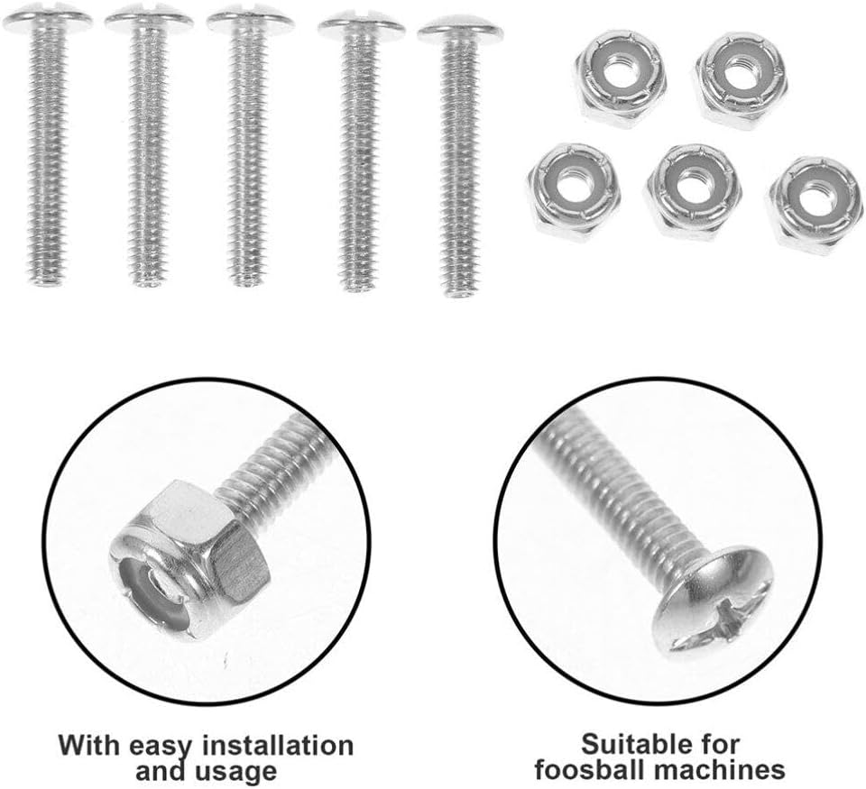 Vaguelly 10pcs Foosball Table Fixation Screws and Nuts Sturdy Metal Fasteners for Secure Player Installation Essential Hardware for Table Football Enthusiasts