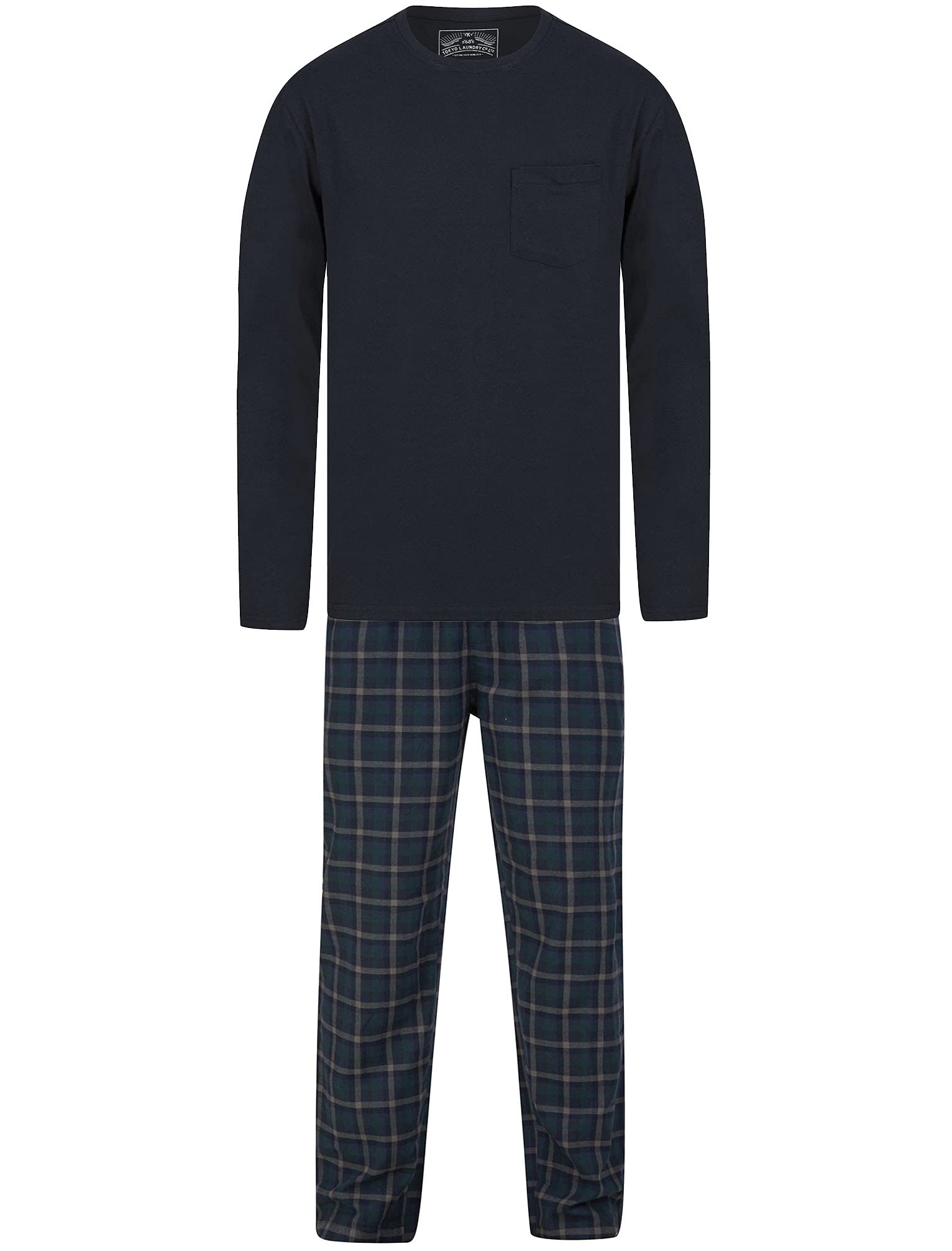Tokyo Laundry Men's Eaton 2pc Long Sleeve Cotton Pyjama Set - Sky Captain Navy - XL