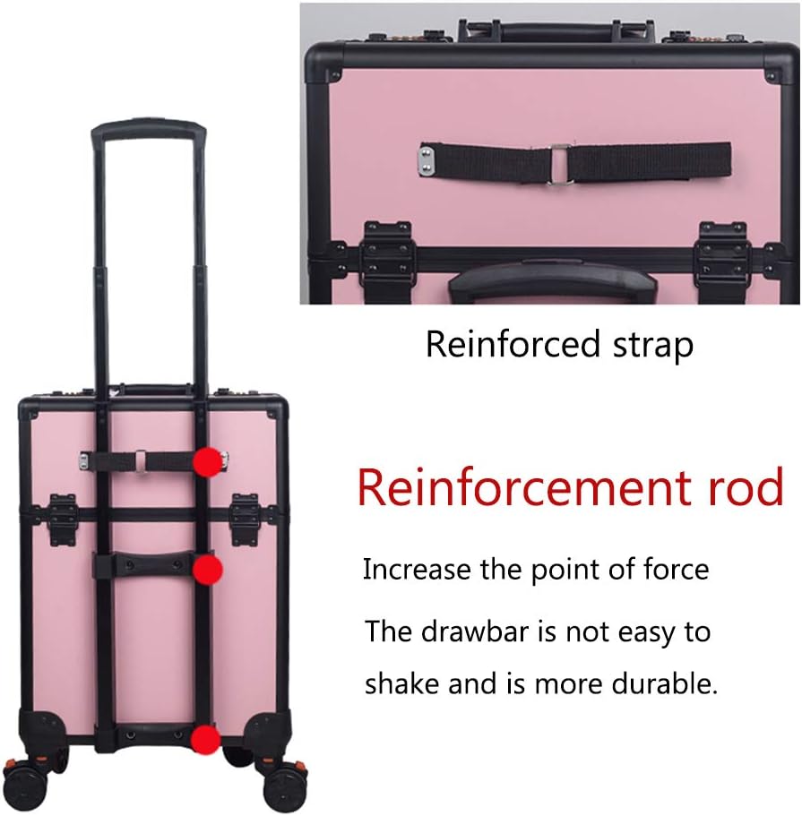 Large Makeup Trolley Case with 4 Universal Wheel Hairdresser Beautician Manicurist Professional Tools with Password k,1 (2)