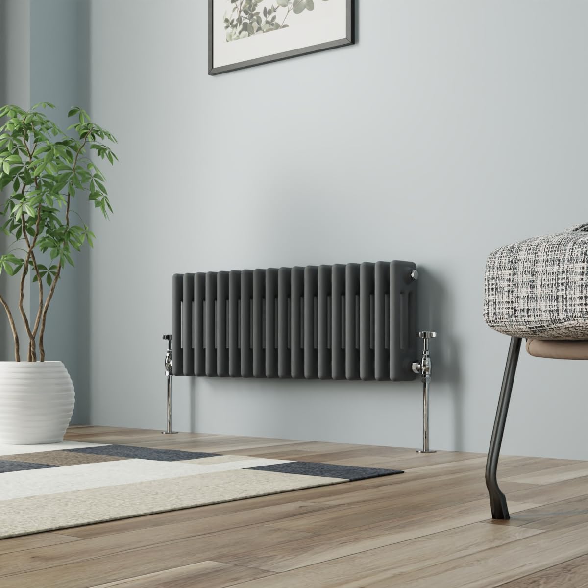NRG Column Radiator Anthracite 300x832mm Triple Cast Iron Rads