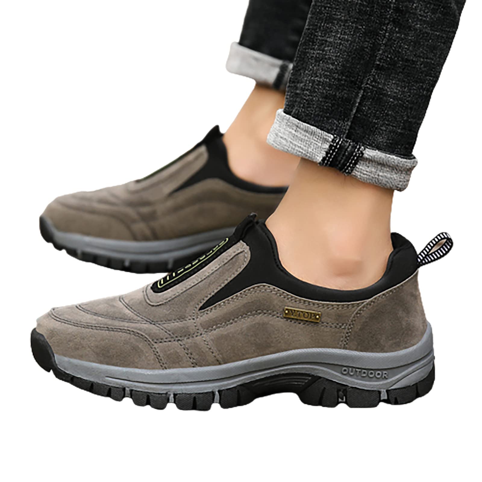 Chaussure de Marche Homme sans Lacets Baskets de randonnée en Plein air Chaussures de randonnée à Enfiler pour Homme Chaussures orthopédiques Chaussures légères pour Le Travail Confort