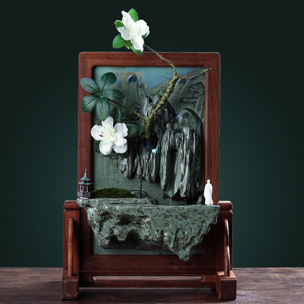 Tabletop Rockery Water Fountain – Small Indoor Desktop Waterfall Landscape Decoration, Flowing Water Ornament for Home Office