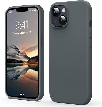 Liquid Silicone Case for iPhone 15 6.1", [Scratch-Resistant, Anti-Fingerprint, Shockproof] Ultra Slim Protective Phone Case, 4-Layer Cover with Microfiber Lining, Silky-Soft Touch, Grey