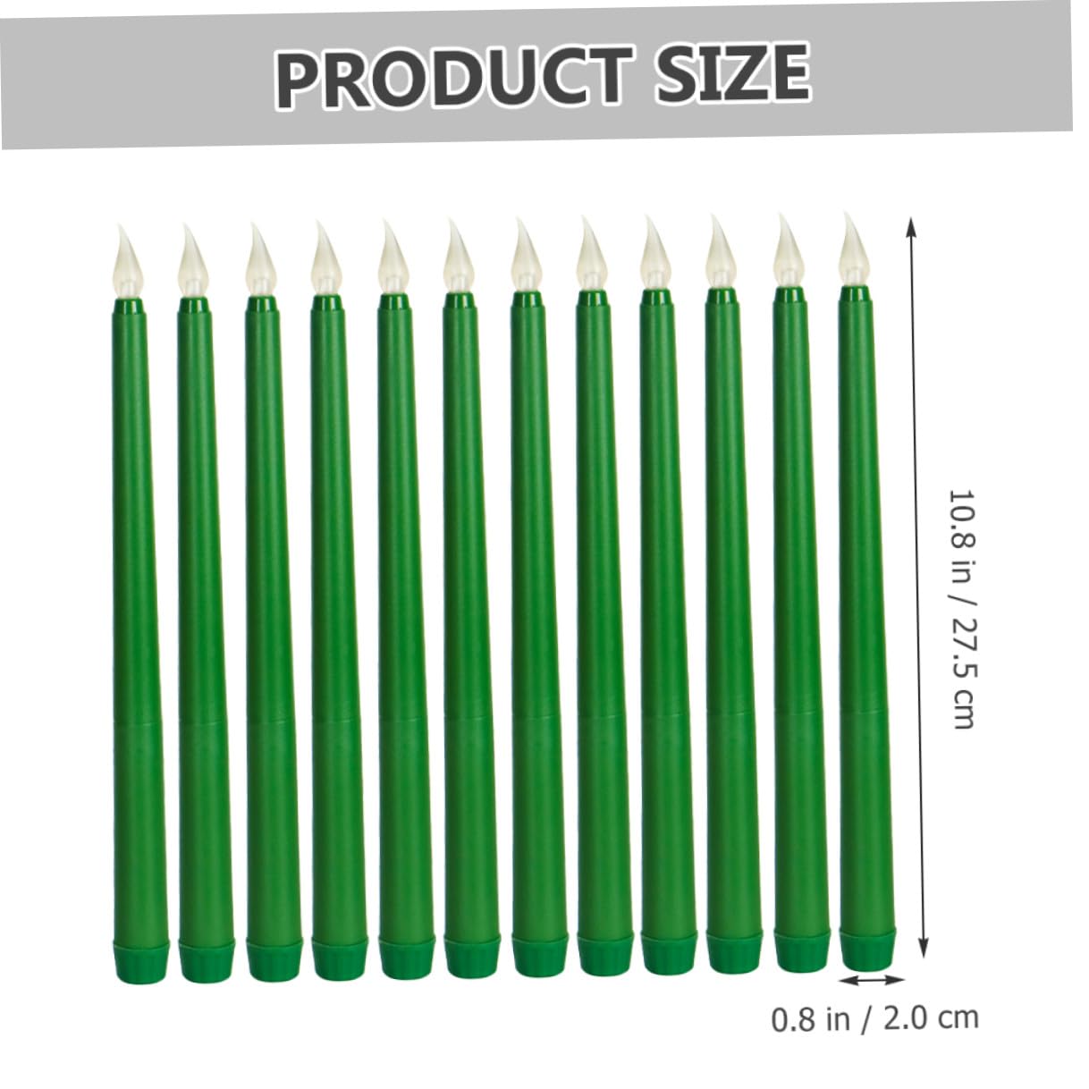 Abaodam Set 12 Candele Elettroniche senza Fiamma Design Realistico LED in Pp Alimentate a Batteria per Decorazione Casa su Scrivania e Mensola Verde