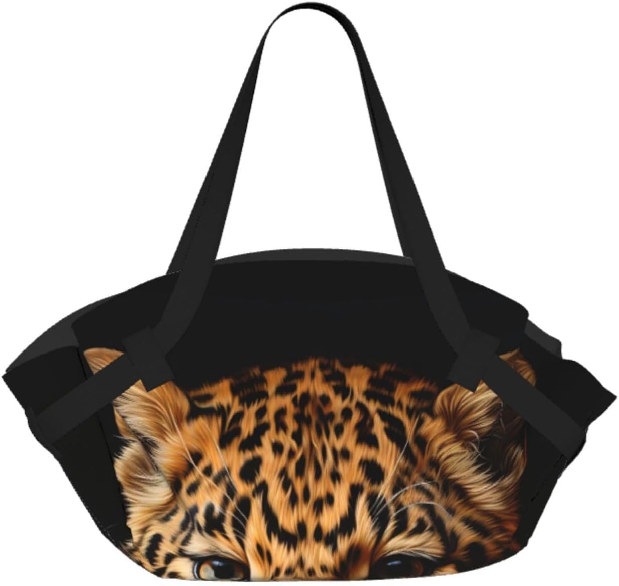 Foldable Leopard Print Print 2-in-1 Portable Picnic Blanket Tote Bag Outdoor Camping Beach Park Mat