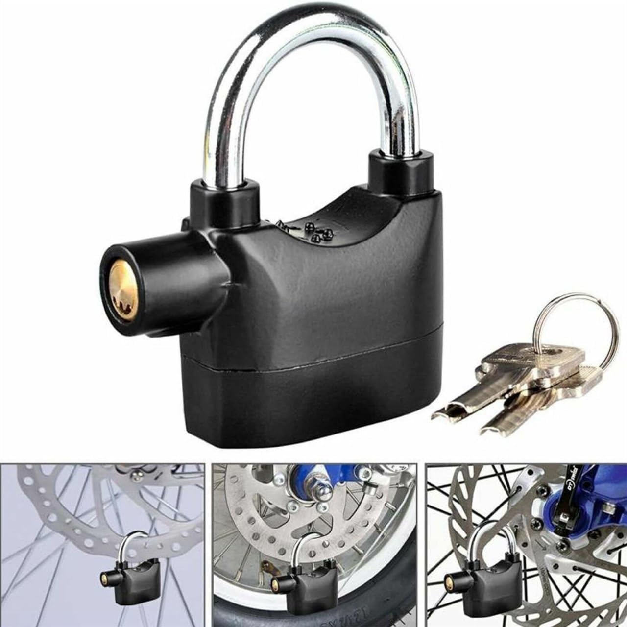 NUOBESTY Alarm Padlock Anti-Theft Lock with 110Db Loud Siren Hardened Shackle Rustproof Weatherproof Security Lock for Doors Motorcycles Bicycles Outdoor Gates