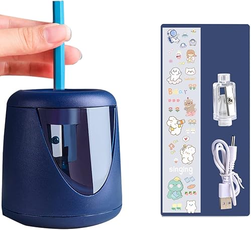 Sacapuntas eléctrico con bonito diseño con protector de lápices, adecuado para lápices de colores (0.23 a 0.39 pulgadas), hoja para afilar