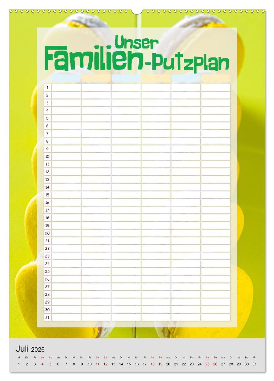 Unser Familien-Putzplan & Kalender 2026 (hochwertiger Premium Wandkalender 2026 DIN A2 hoch), Kunstdruck in Hochglanz: Kalender und Putzplan in einem ... Perfekt für Familien (CALVENDO Lifestyle)