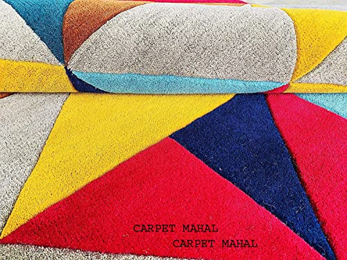 Image of Carpet Mahal Export Quality Tuffted Pure Woollen Carpet for Living Room Bedroom Size 4 x 6 feet (120X180 Cm) Color-Multi