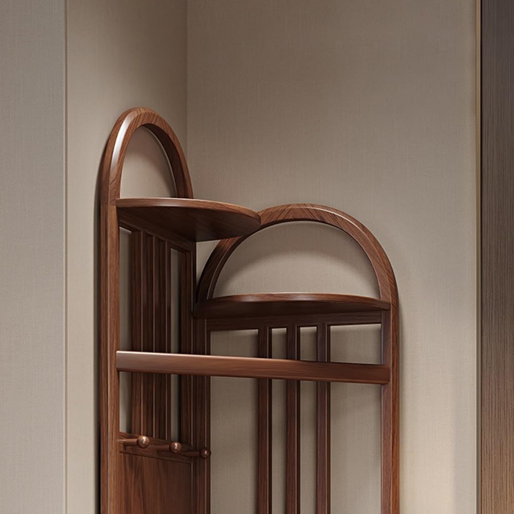 colgador de árbol Perchero esquinero de madera maciza for suelo, colgador for esquina de dormitorio, almacenamiento, nuevo estilo chino, estante for ropa sencillo for sala de estar árbol de pasillo(Be