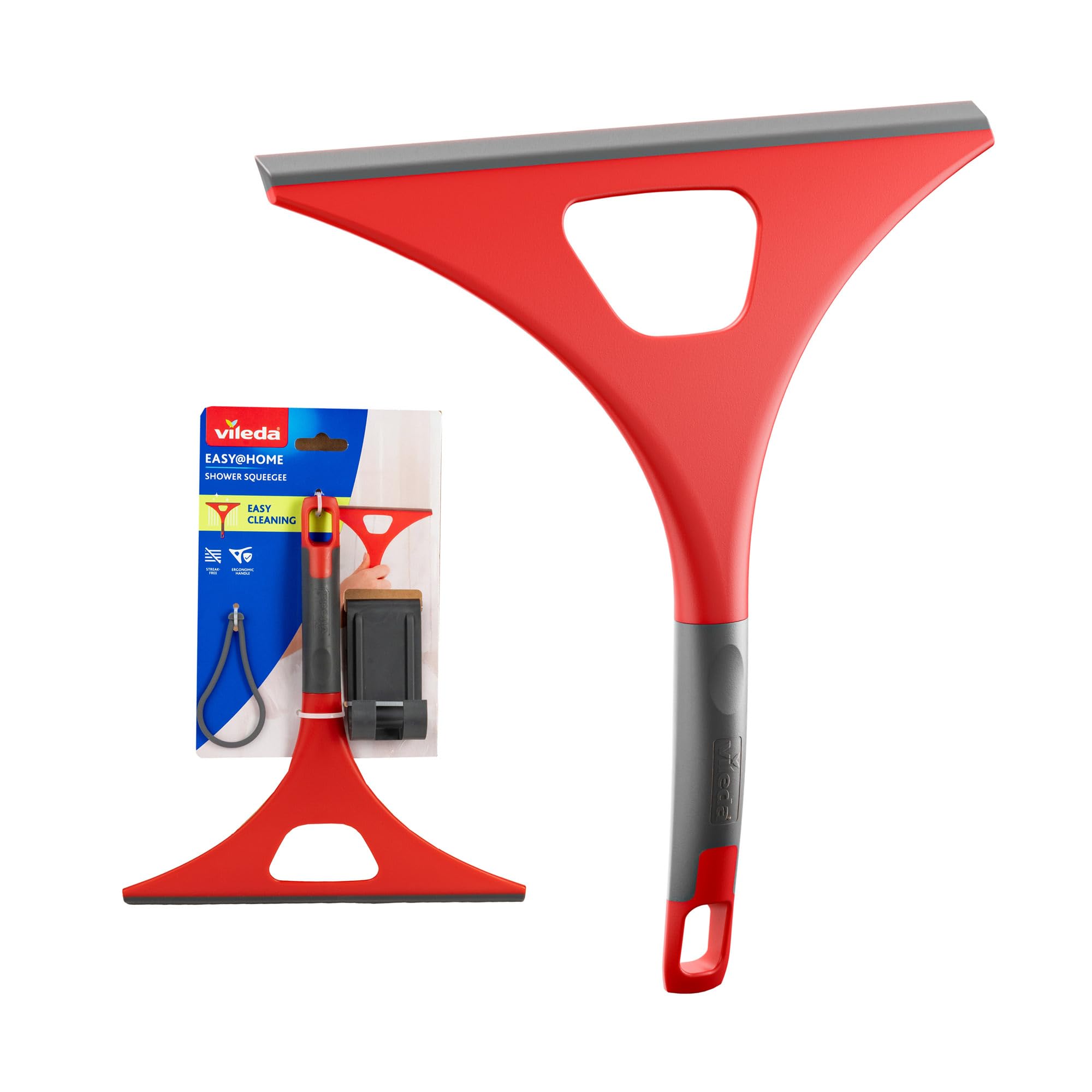 Vileda Shower Squeegee with Ergonomic Handle - Streak-free Squeegee Shower for Glass, Tiles & Mirrors - Bathroom Wiper with Suspension - Window Squeegee 25.5 cm