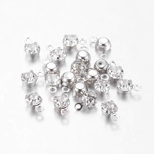 Beadthoven - Colgantes de diamantes de imitación, pequeños dijes redondos transparentes de cristal para mujer, para hacer joyas, arte de uñas