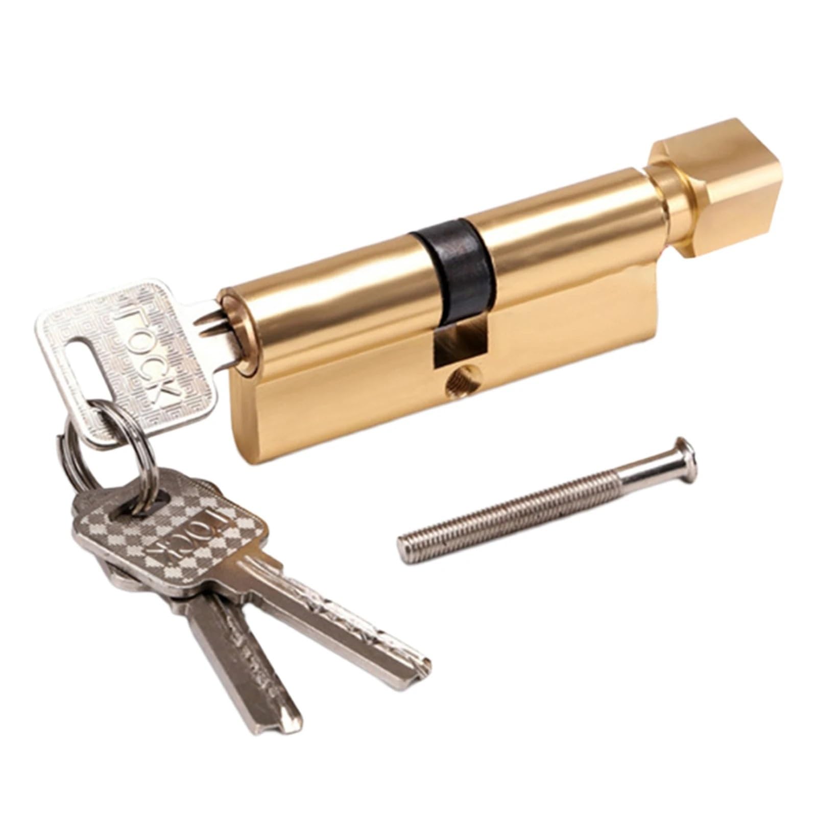 Door Barrel Lock, Gold Universal Aluminum Alloy Wooden Door Lock Cylinder Keyed Alike