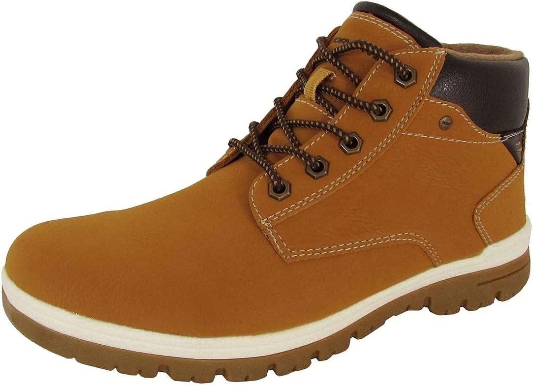 Day Five Mens Casual Lace Up Ankle Work Boot Shoes, Yellow, US 11.5